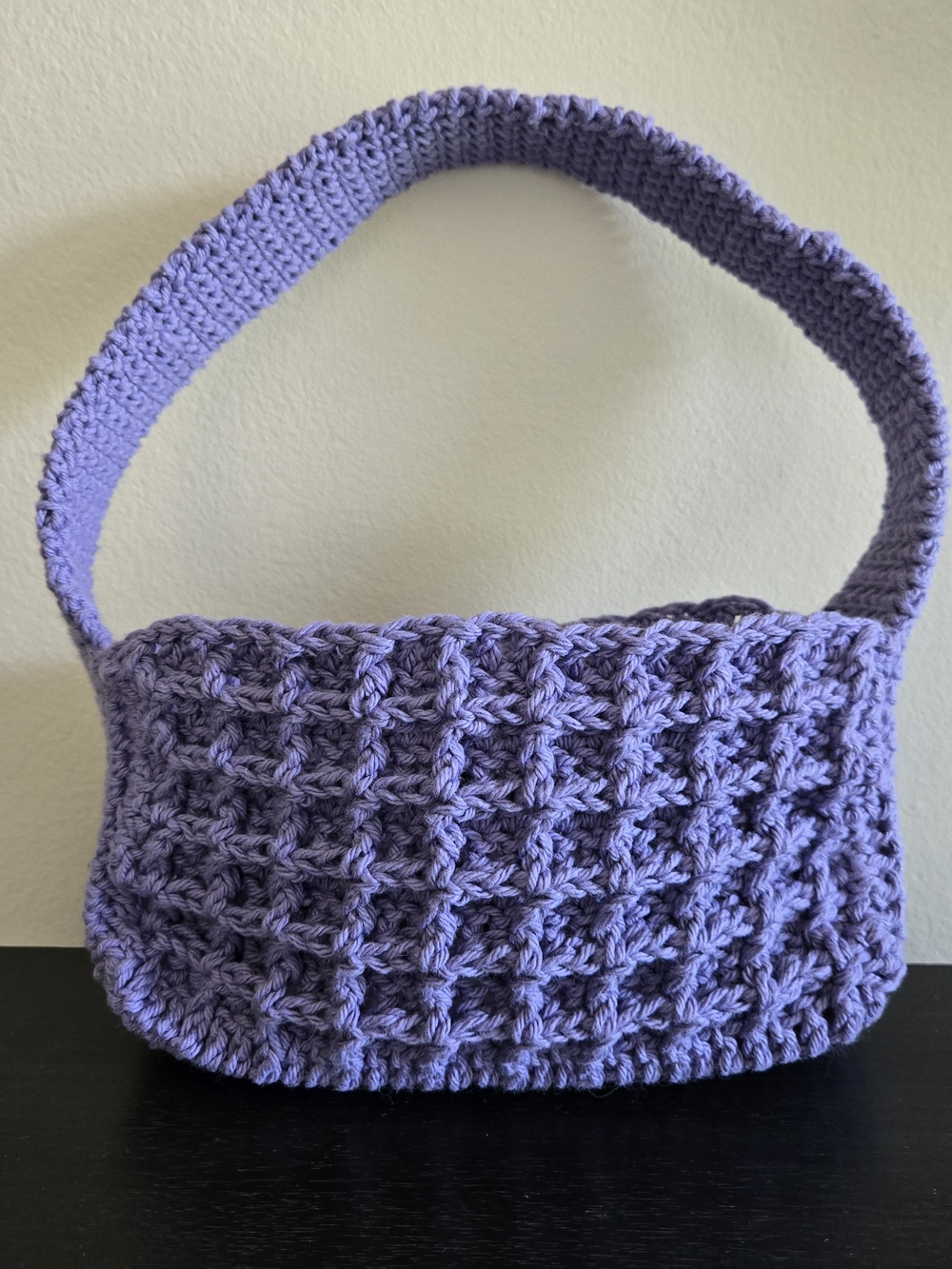 NEW Handmade Lavender Crochet Waffle Stitch Shoulder Bag Textured Purse Purple